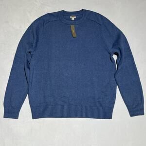J Crew Heritage Cotton Crewneck Sweater Mens XL Twilight Blue Cotton Fisherman